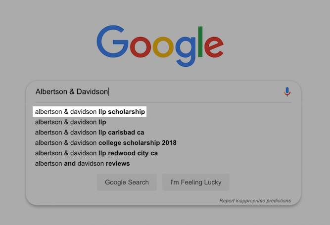 Search results auto-populate scholarships